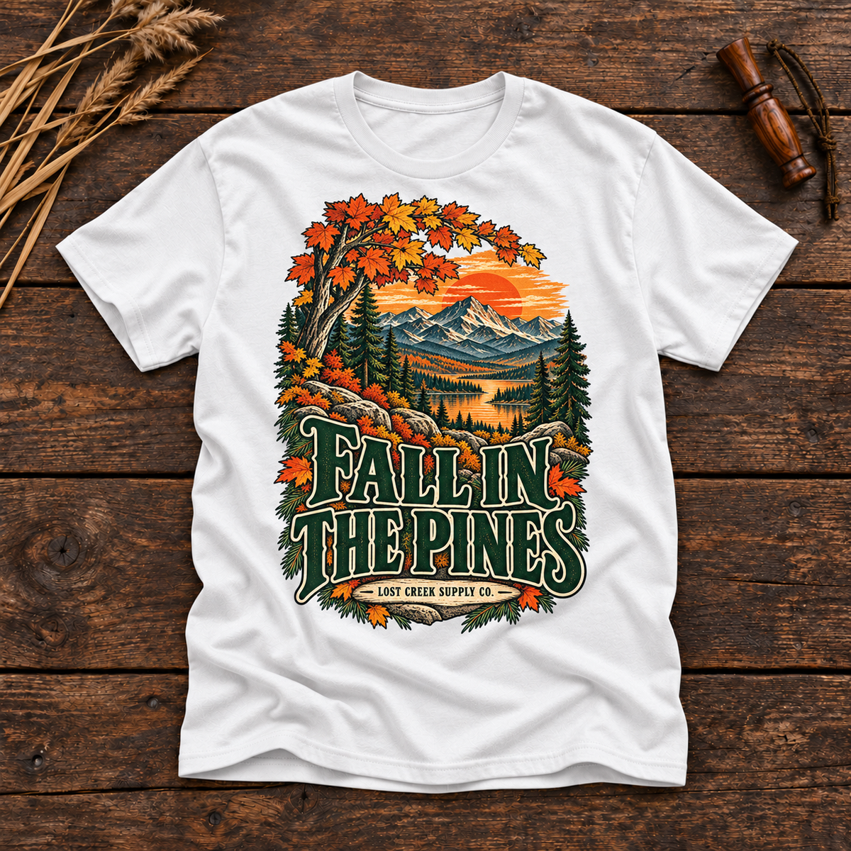 Fall in the Pines T-Shirt — Vintage Autumn Mountain Graphic Tee