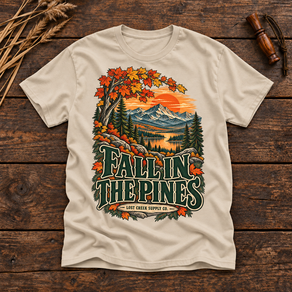 Fall in the Pines T-Shirt — Vintage Autumn Mountain Graphic Tee