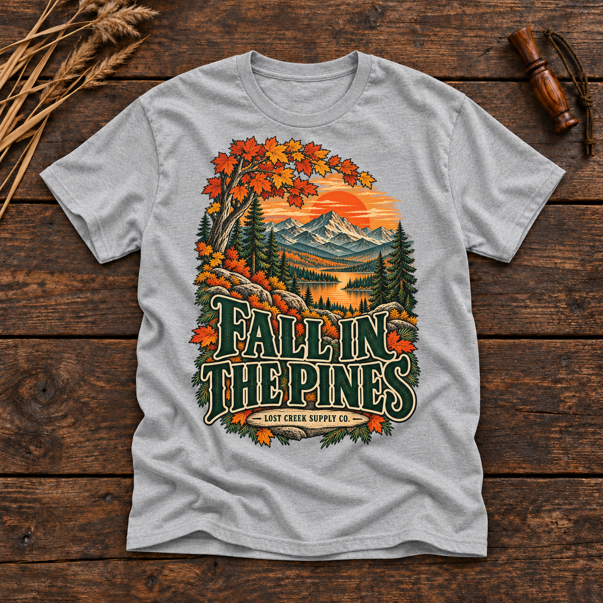 Fall in the Pines T-Shirt — Vintage Autumn Mountain Graphic Tee