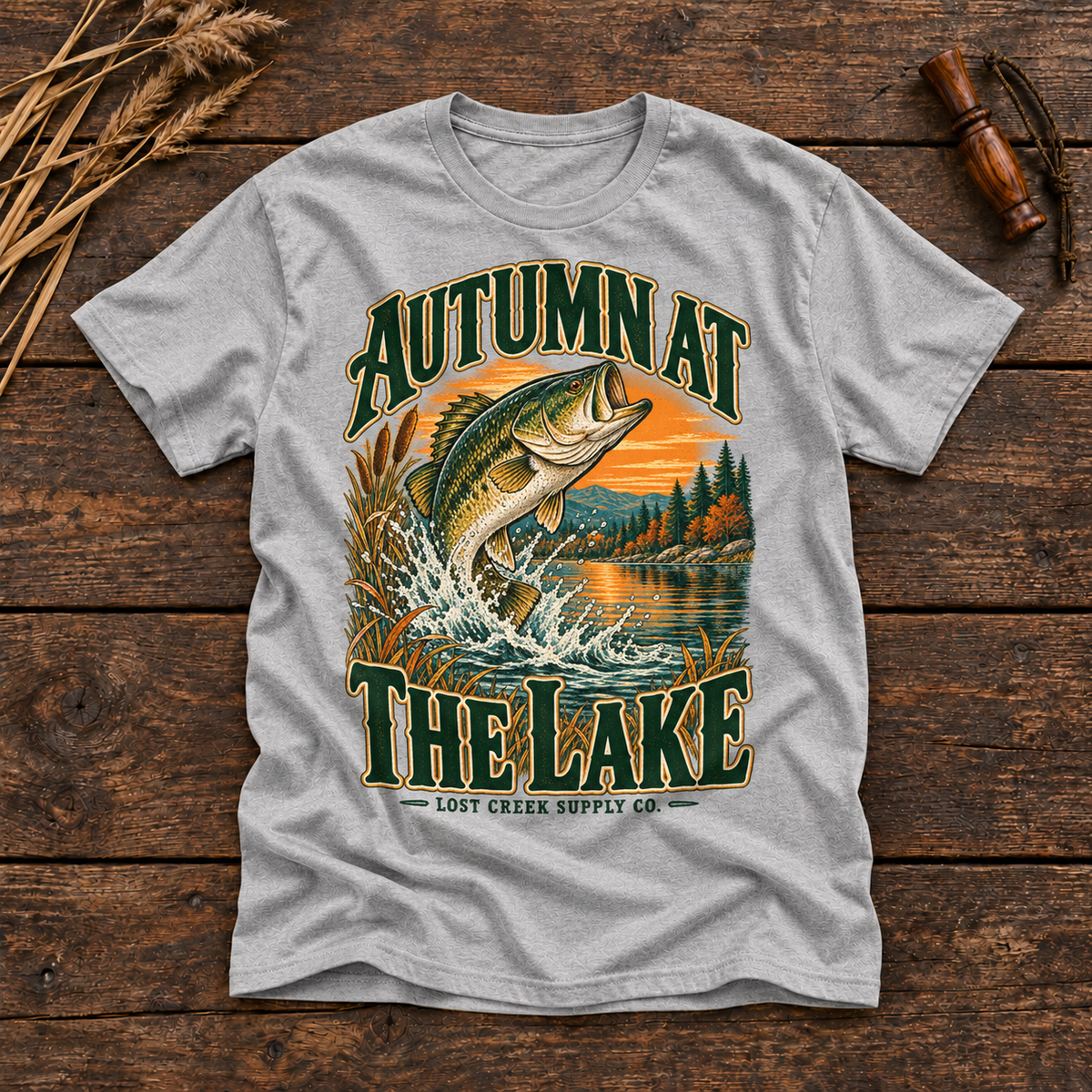 Autumn at the Lake T-Shirt — Vintage Bass Fishing Fall Graphic Tee