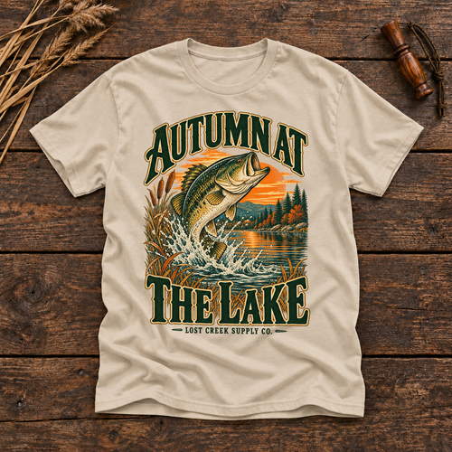 Autumn at the Lake T-Shirt — Vintage Bass Fishing Fall Graphic Tee