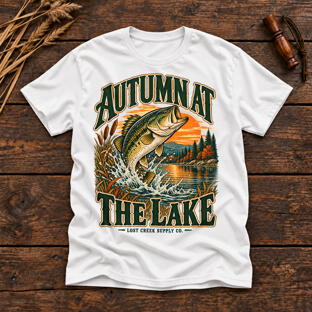 Autumn at the Lake T-Shirt — Vintage Bass Fishing Fall Graphic Tee