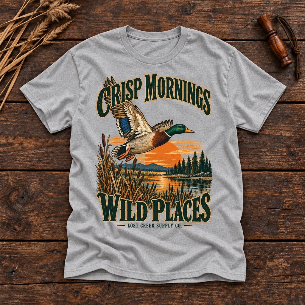 Crisp Mornings Wild Places T-Shirt — Vintage Mallard Duck Graphic Tee