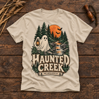 Haunted Creek T-Shirt — Vintage Woodland Ghost Halloween Graphic Tee