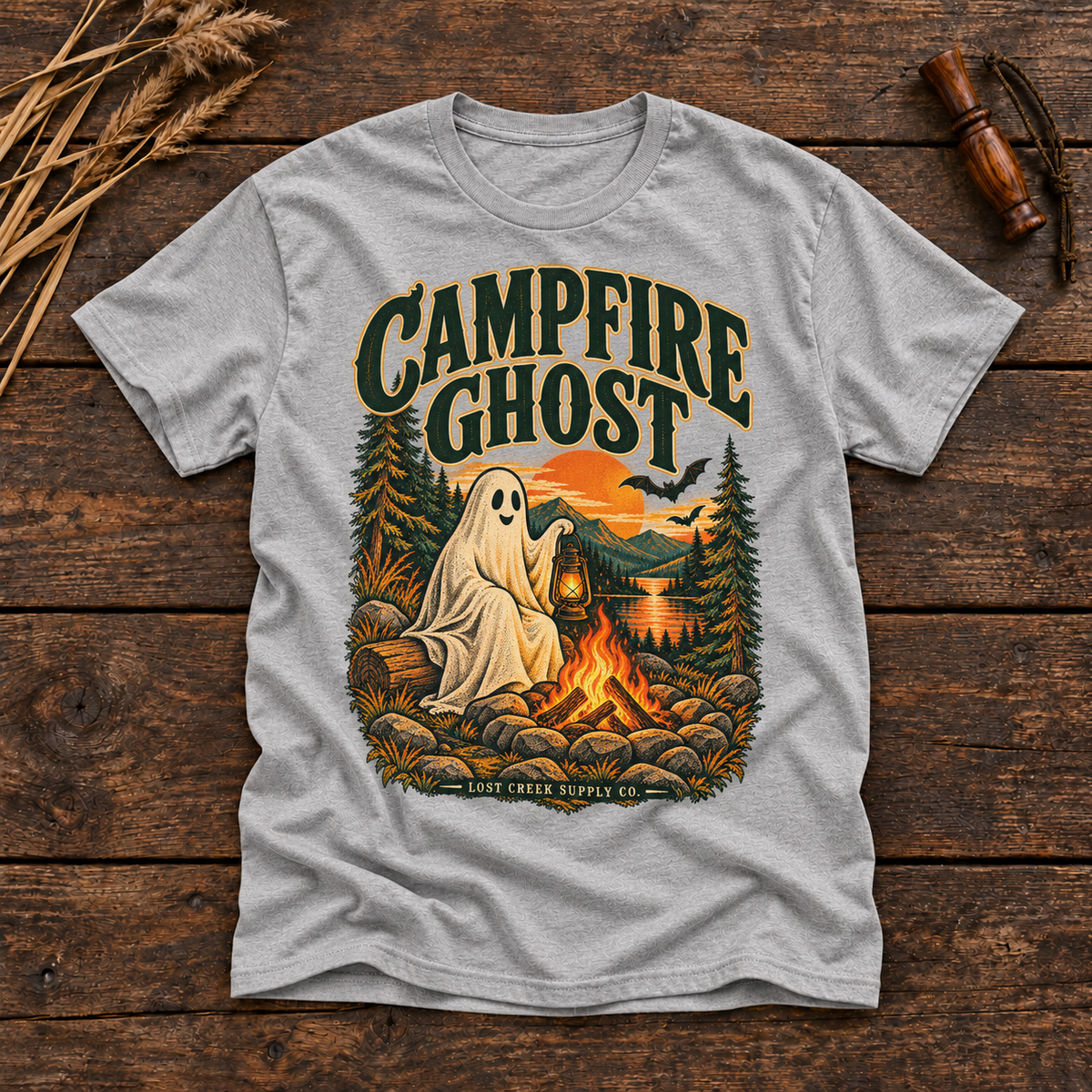 Campfire Ghost T-Shirt — Vintage Camping Halloween Graphic Tee