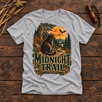Midnight Trail T-Shirt — Vintage Black Cat Woodland Halloween Graphic Tee