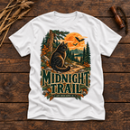 Midnight Trail T-Shirt — Vintage Black Cat Woodland Halloween Graphic Tee