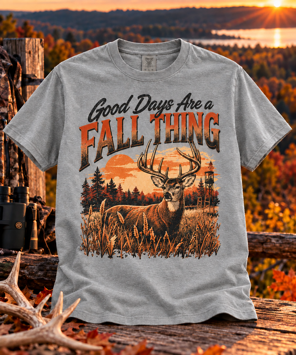 T-Shirt — "Good Days Are a Fall Thing" Deer Hunting Autumn Tee