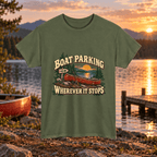 Boat Parking Tee — "Boat Parking Wherever It Stops" Retro Canoe T‑Shirt - Lost Creek Supply Co.-T-Shirt