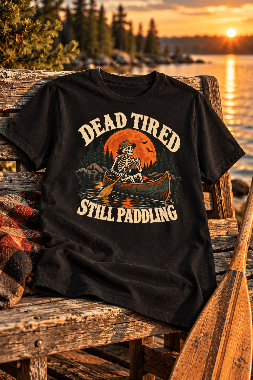 Dead Tired Still Paddling Canoe T-Shirt - Lost Creek Supply Co.-T-Shirt