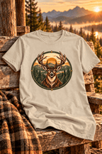 Deer Sunrise Graphic Tee — Vintage Stag Nature T-Shirt - Lost Creek Supply Co.-T-Shirt