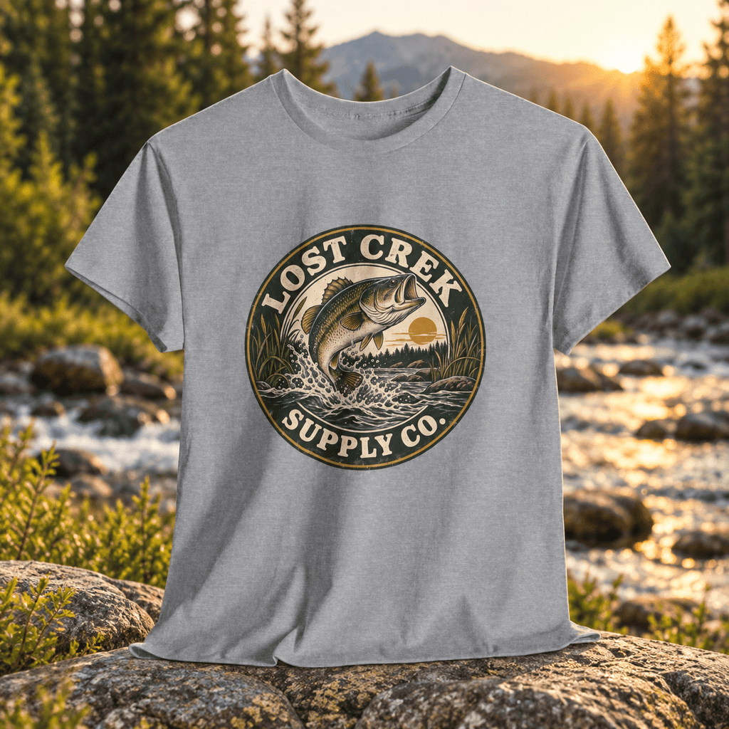 Fishing Tee — "Lost Creek Supply Co." Vintage Trout Logo Shirt - Lost Creek Supply Co.-T-Shirt