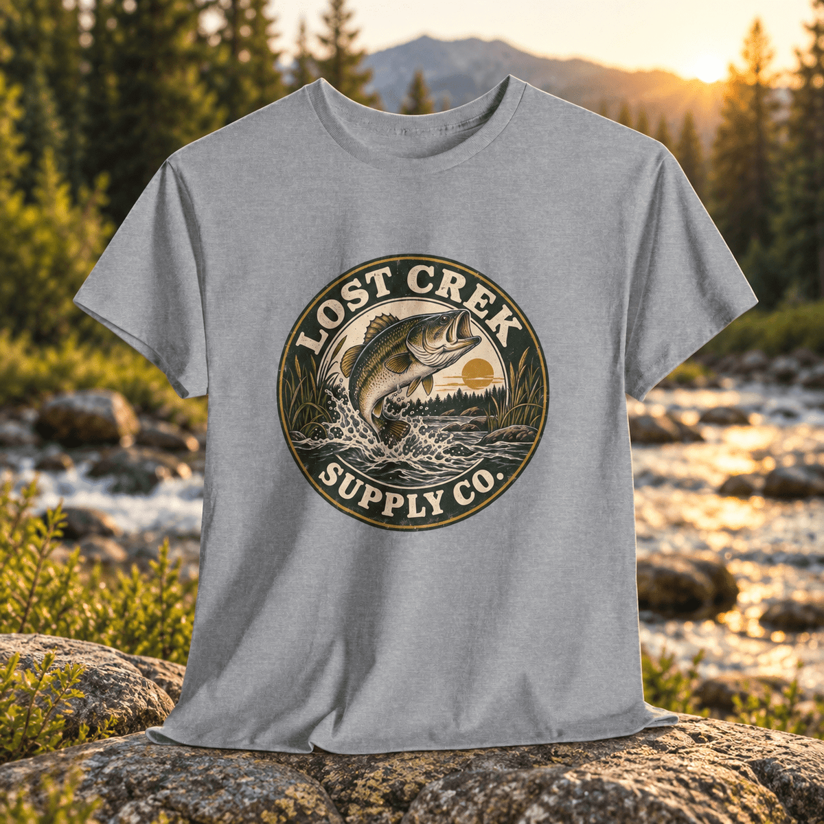 Fishing Tee — "Lost Creek Supply Co." Vintage Trout Logo Shirt - Lost Creek Supply Co.-T-Shirt