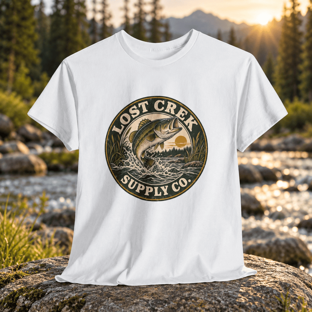 Fishing Tee — "Lost Creek Supply Co." Vintage Trout Logo Shirt - Lost Creek Supply Co.-T-Shirt