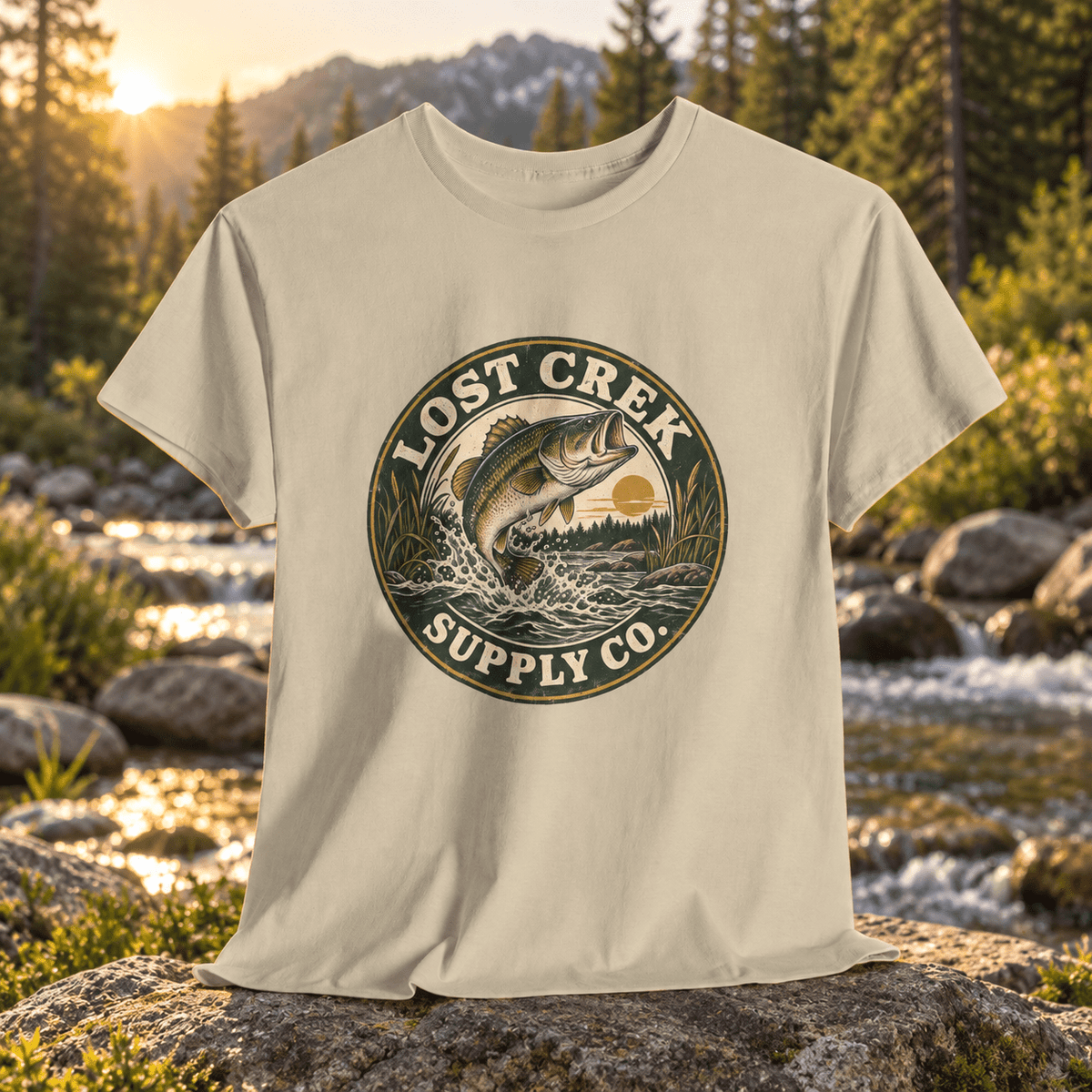 Fishing Tee — "Lost Creek Supply Co." Vintage Trout Logo Shirt - Lost Creek Supply Co.-T-Shirt