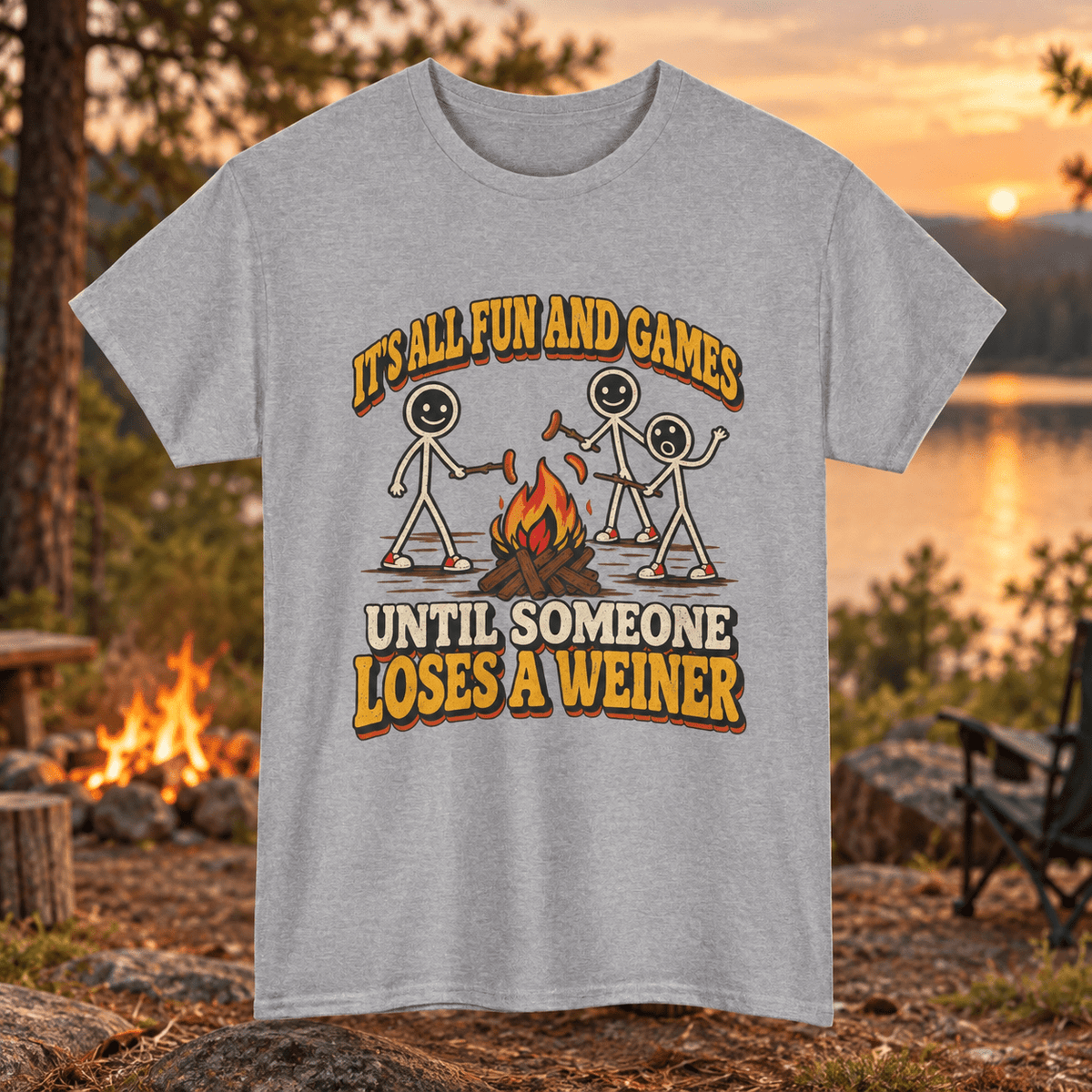 Funny Camping T-Shirt – Campfire Weiner Joke - Lost Creek Supply Co.-T-Shirt