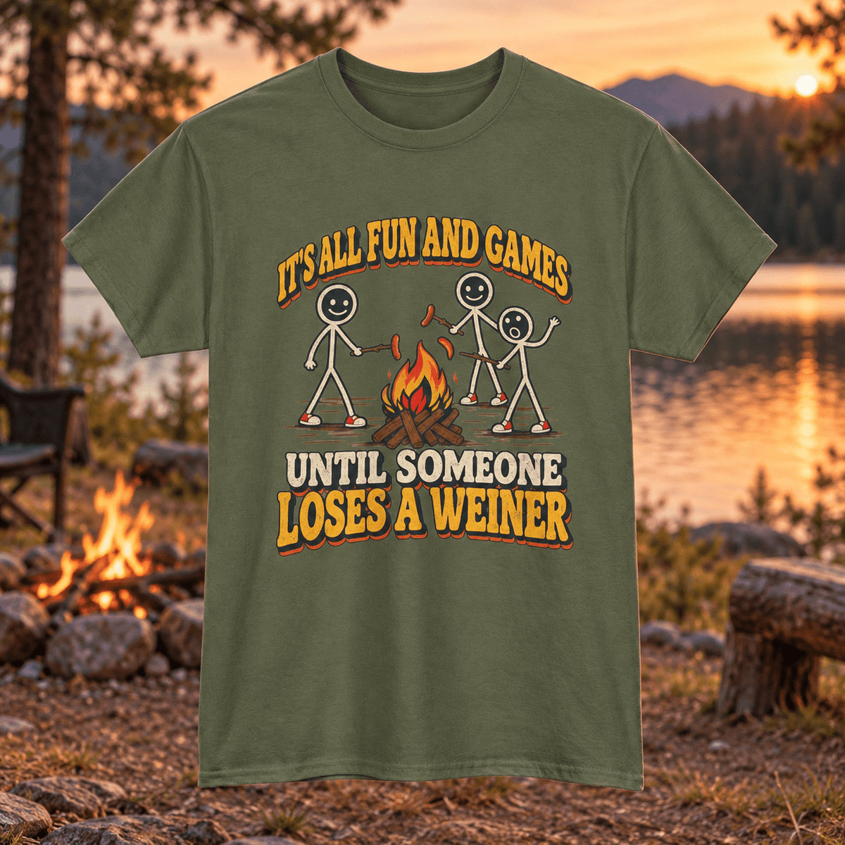 Funny Camping T-Shirt – Campfire Weiner Joke - Lost Creek Supply Co.-T-Shirt
