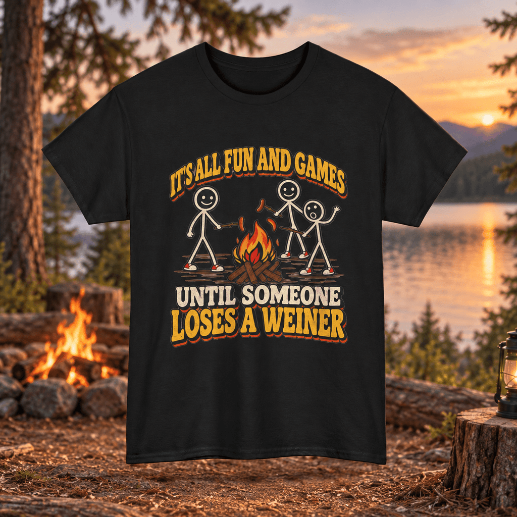 Funny Camping T-Shirt – Campfire Weiner Joke - Lost Creek Supply Co.-T-Shirt