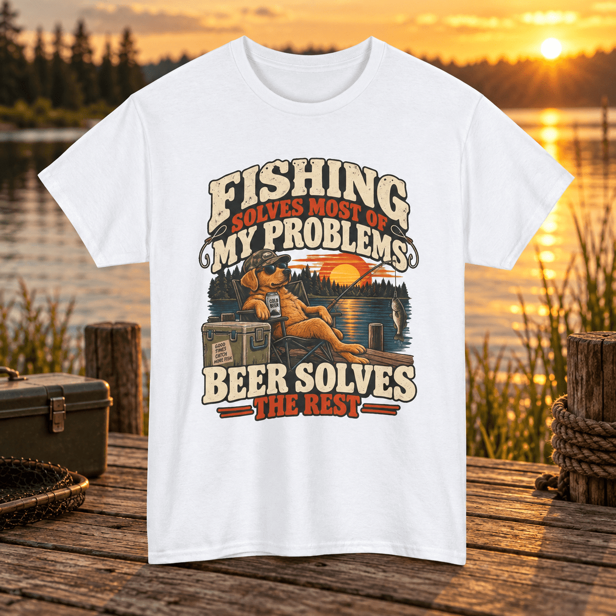 Funny Fishing and Beer T-Shirt – Fisherman Gift - Lost Creek Supply Co.-T-Shirt