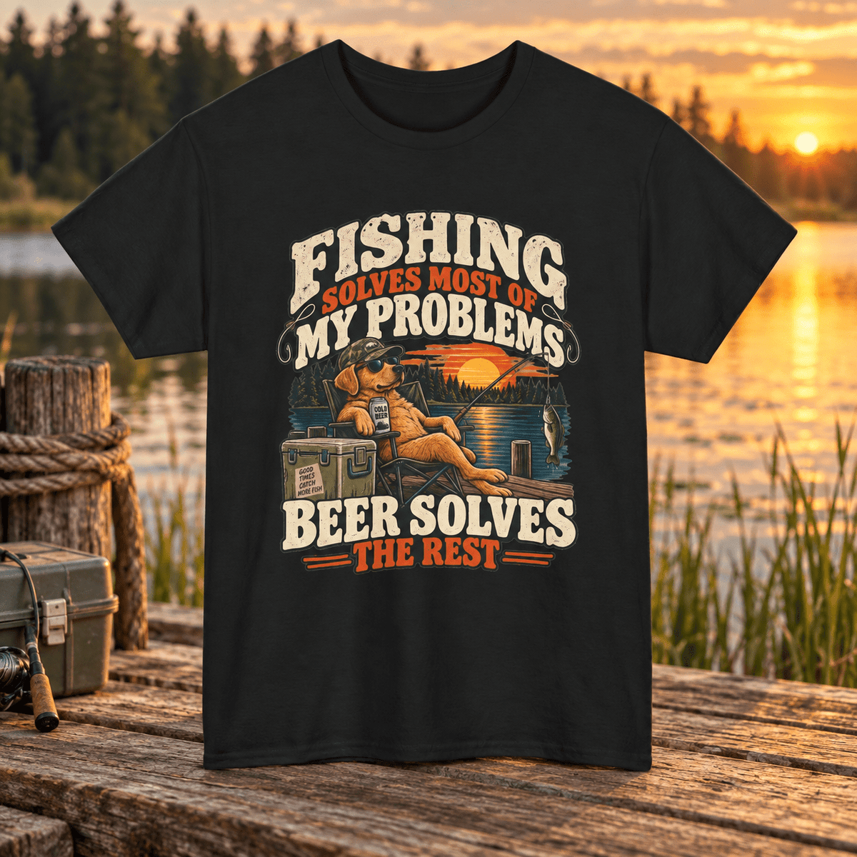 Funny Fishing and Beer T-Shirt – Fisherman Gift - Lost Creek Supply Co.-T-Shirt