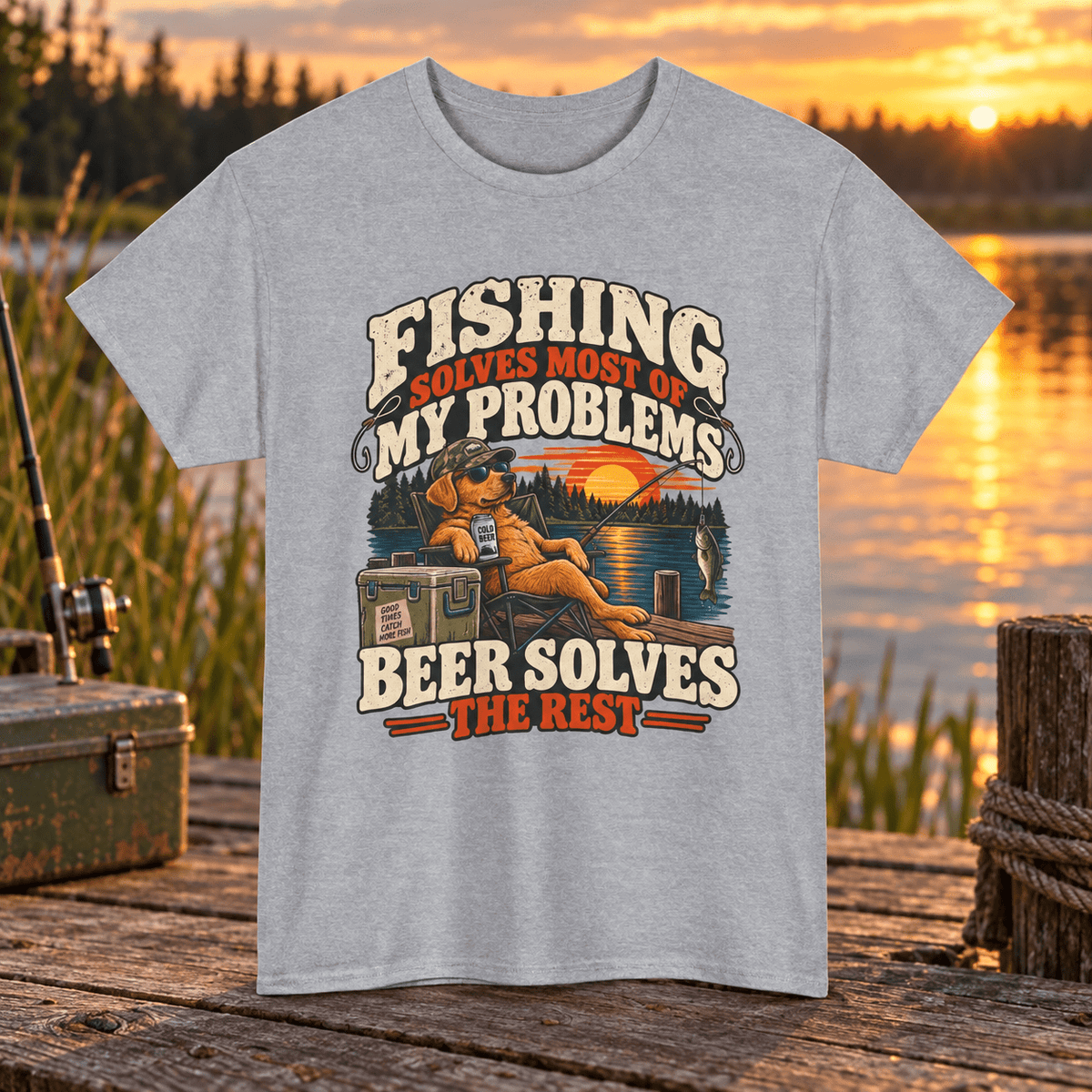 Funny Fishing and Beer T-Shirt – Fisherman Gift - Lost Creek Supply Co.-T-Shirt