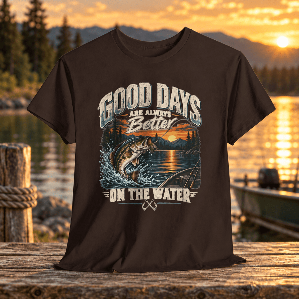 Good Days on the Water Vintage Sunset Fishing T-Shirt - Lost Creek Supply Co.-T-Shirt