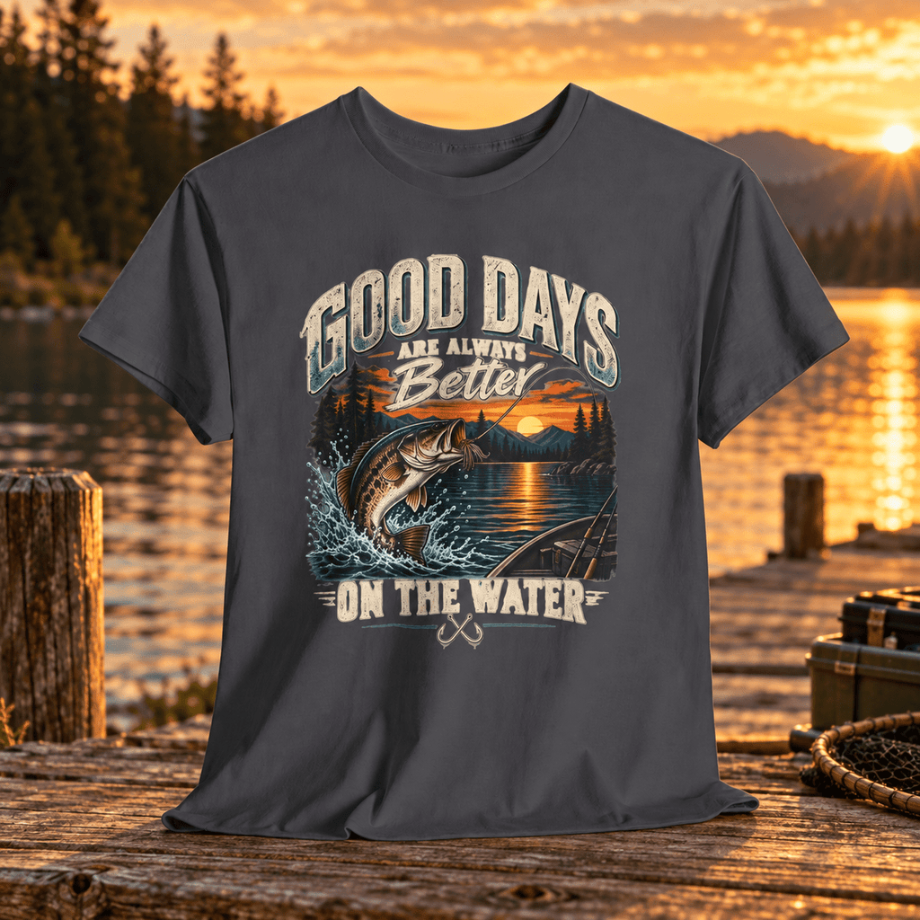 Good Days on the Water Vintage Sunset Fishing T-Shirt - Lost Creek Supply Co.-T-Shirt