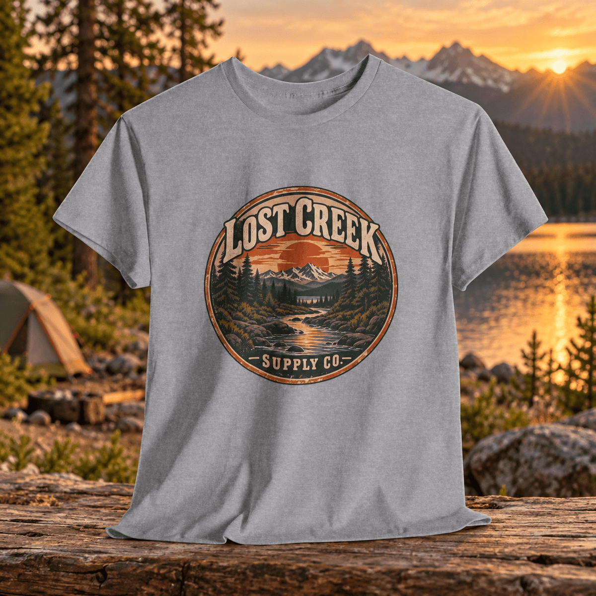 Lost Creek Vintage Outdoor Tee — Mountain Camping Graphic T-Shirt - Lost Creek Supply Co.-T-Shirt