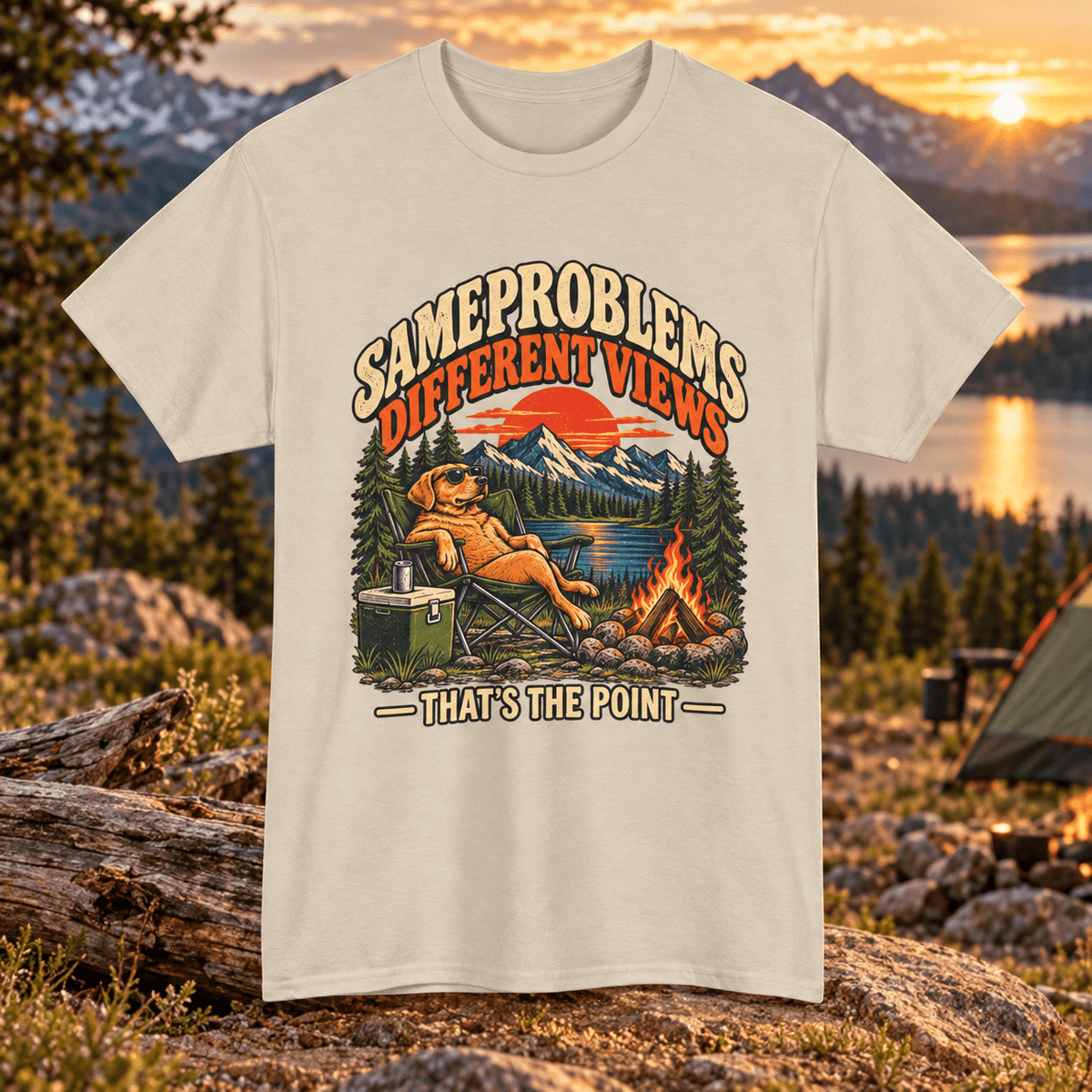 Same Problems Different Views Camping T-Shirt - Lost Creek Supply Co.-T-Shirt