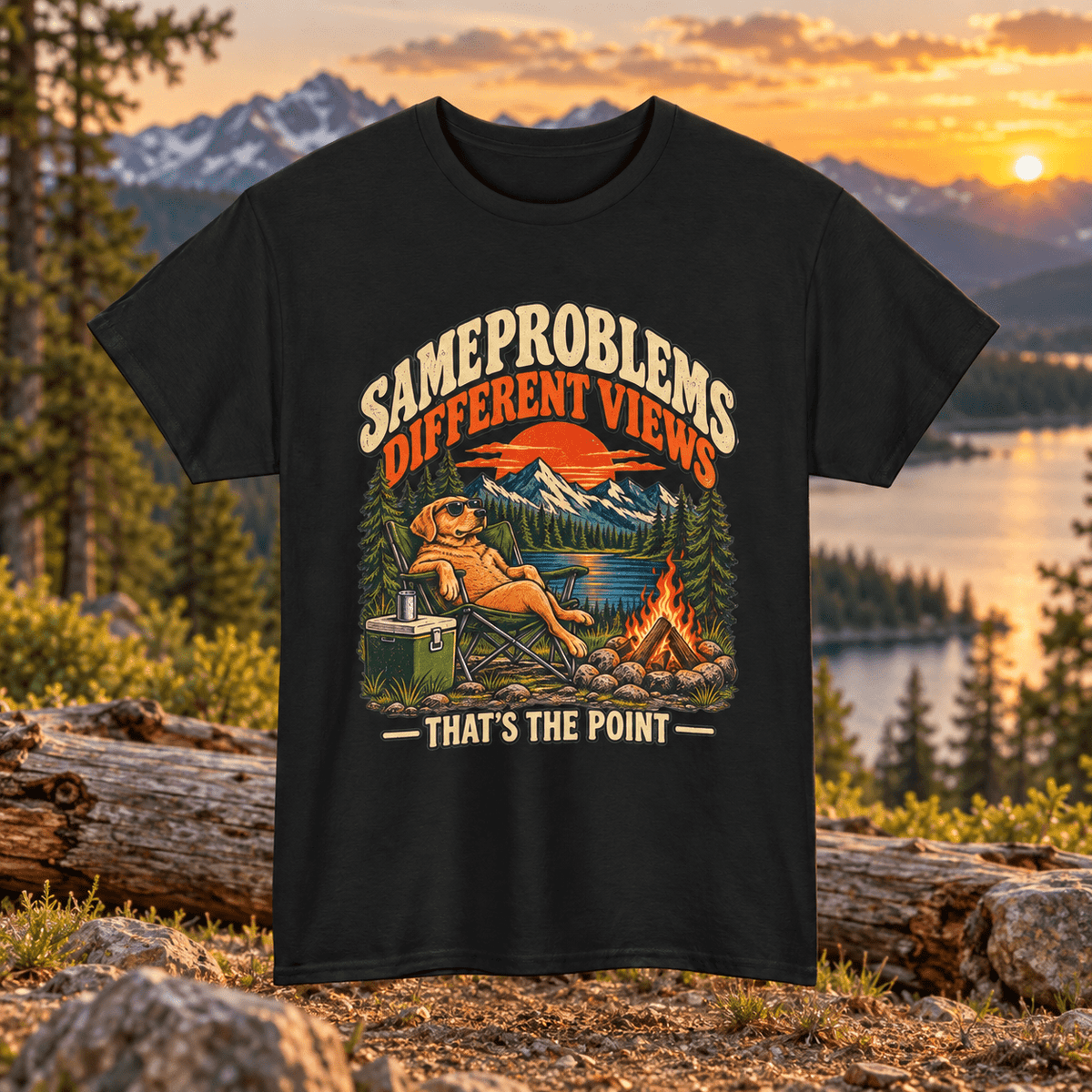 Same Problems Different Views Camping T-Shirt - Lost Creek Supply Co.-T-Shirt