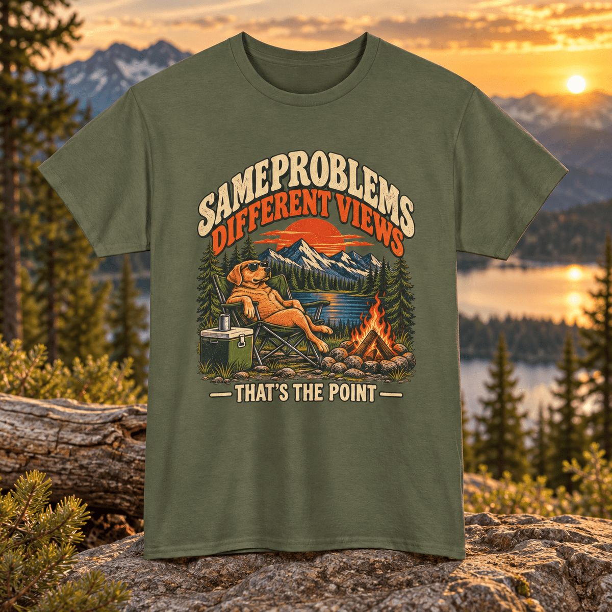 Same Problems Different Views Camping T-Shirt - Lost Creek Supply Co.-T-Shirt