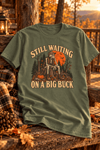Still Waiting On A Big Buck T-Shirt — Funny Hunting Skeleton Tee for Hunters & Outdoorsmen - Lost Creek Supply Co.-T-Shirt