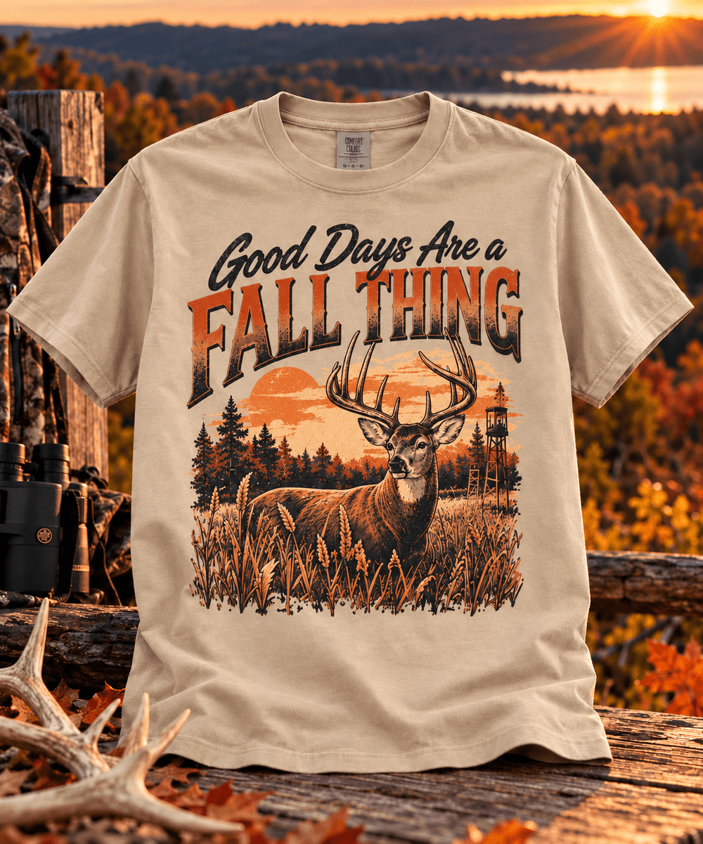 T-Shirt — "Good Days Are a Fall Thing" Deer Hunting Autumn Tee