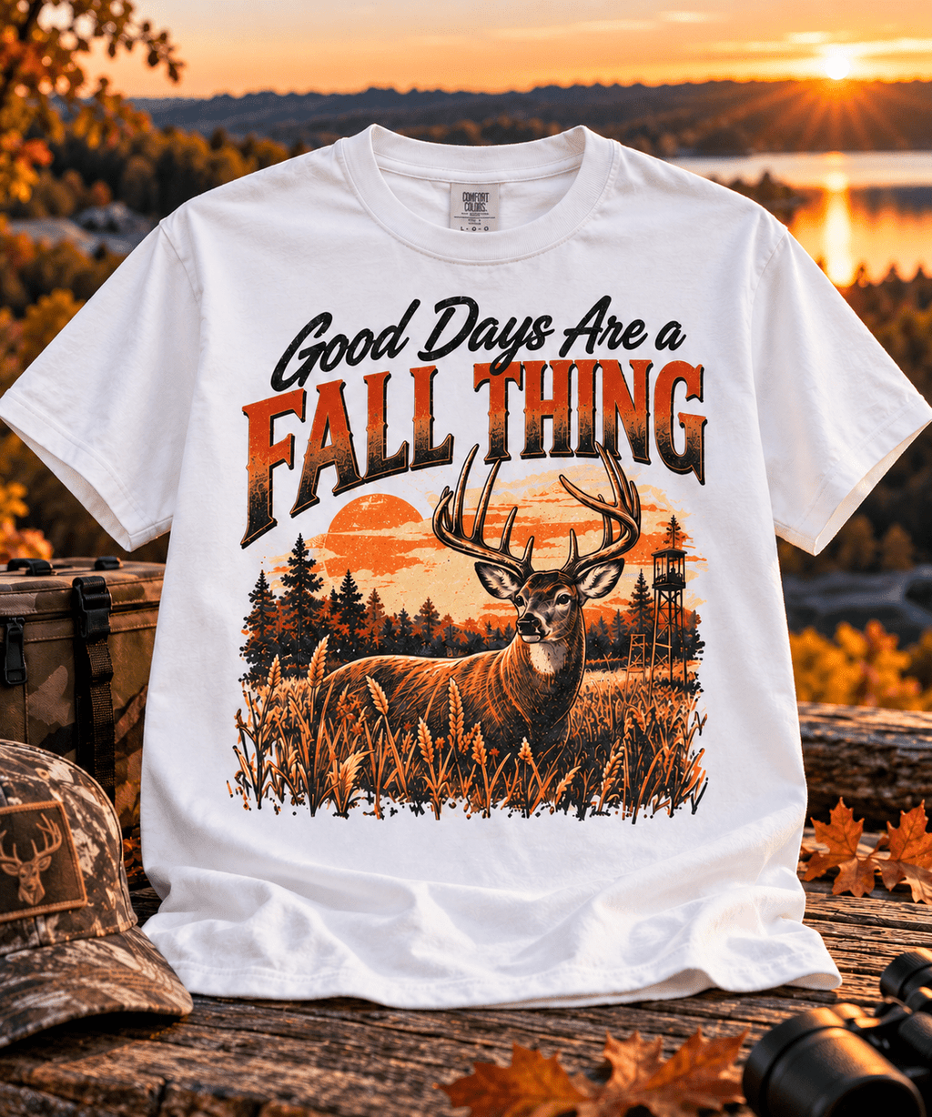 T-Shirt — "Good Days Are a Fall Thing" Deer Hunting Autumn Tee - Lost Creek Supply Co.-T-Shirt